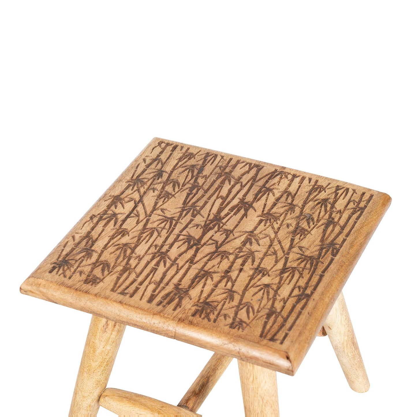 Bamboo Design Wooden Stool 25cm