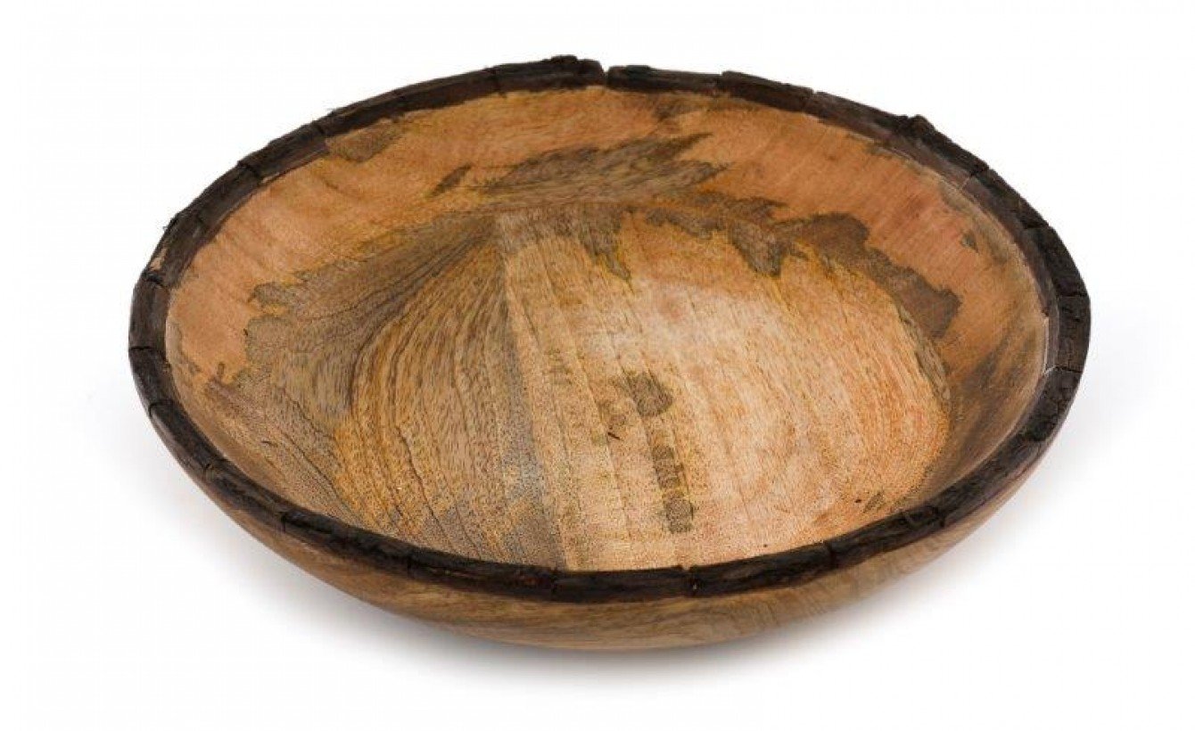 Wooden Bowl With Bark Edge 30cm