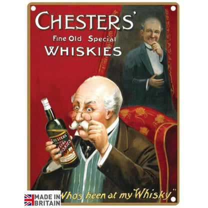 Small Metal Sign 45 x 37.5cm Vintage Retro Chesters' Whiskey