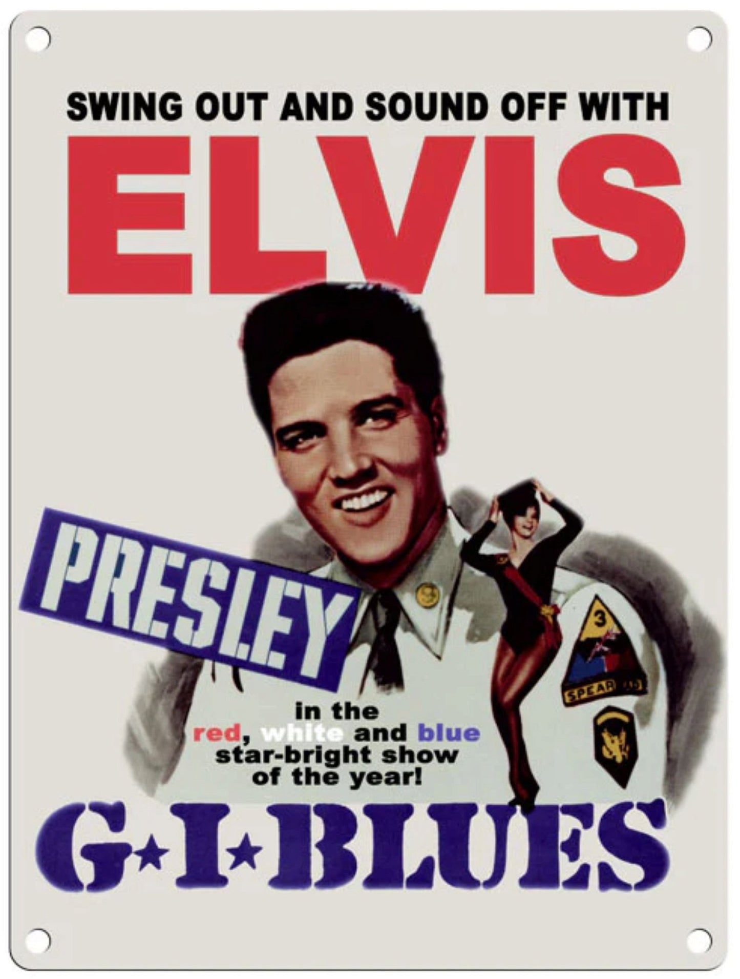Large Metal Sign 60 x 49.5cm Movie Poster Elvis G.I Blues