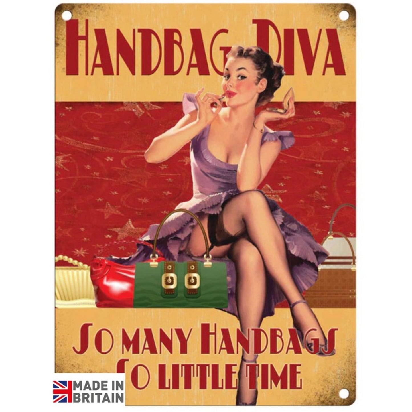 Small Metal Sign 45 x 37.5cm Funny Hand Bag Diva
