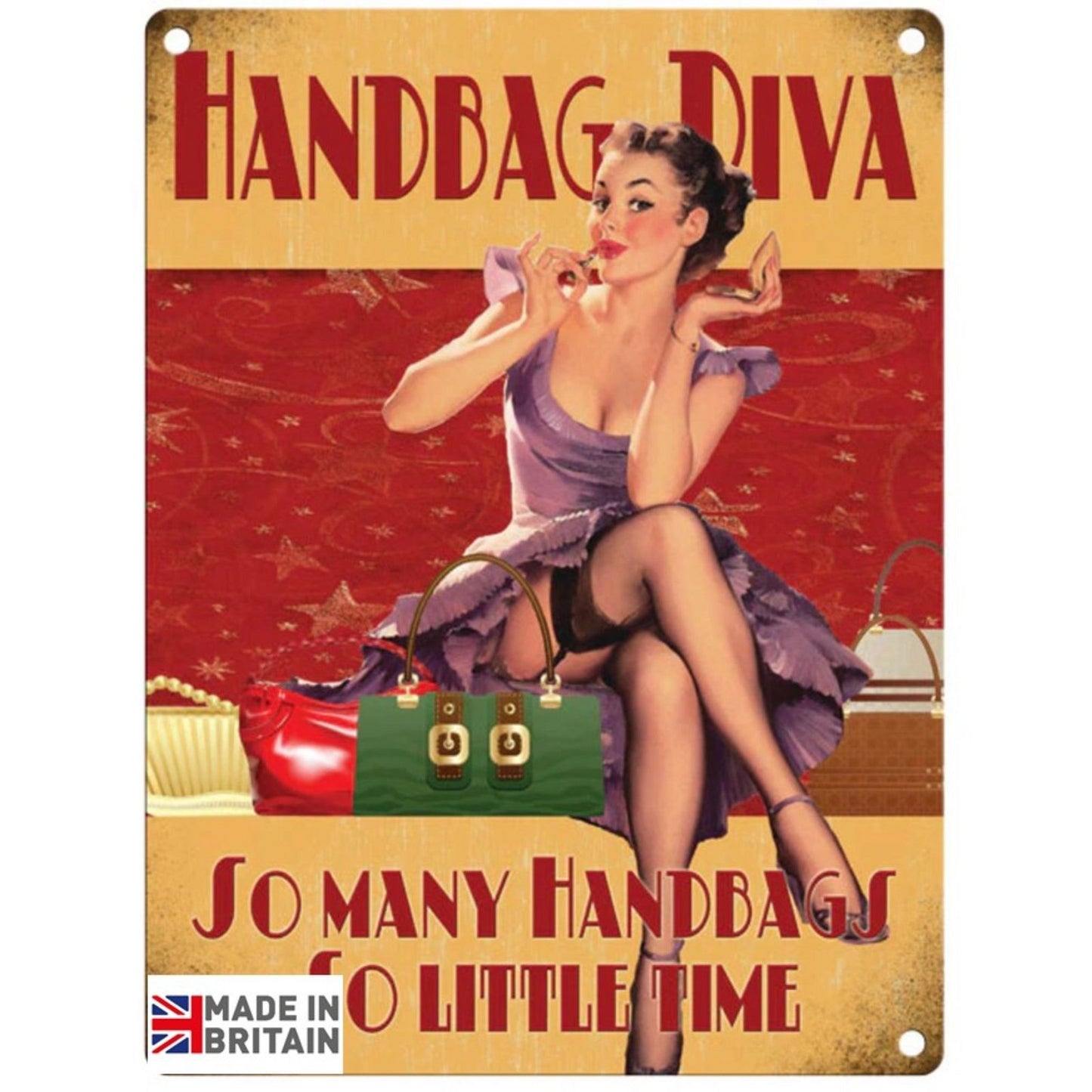 Large Metal Sign 60 x 49.5cm Funny Hand Bag Diva