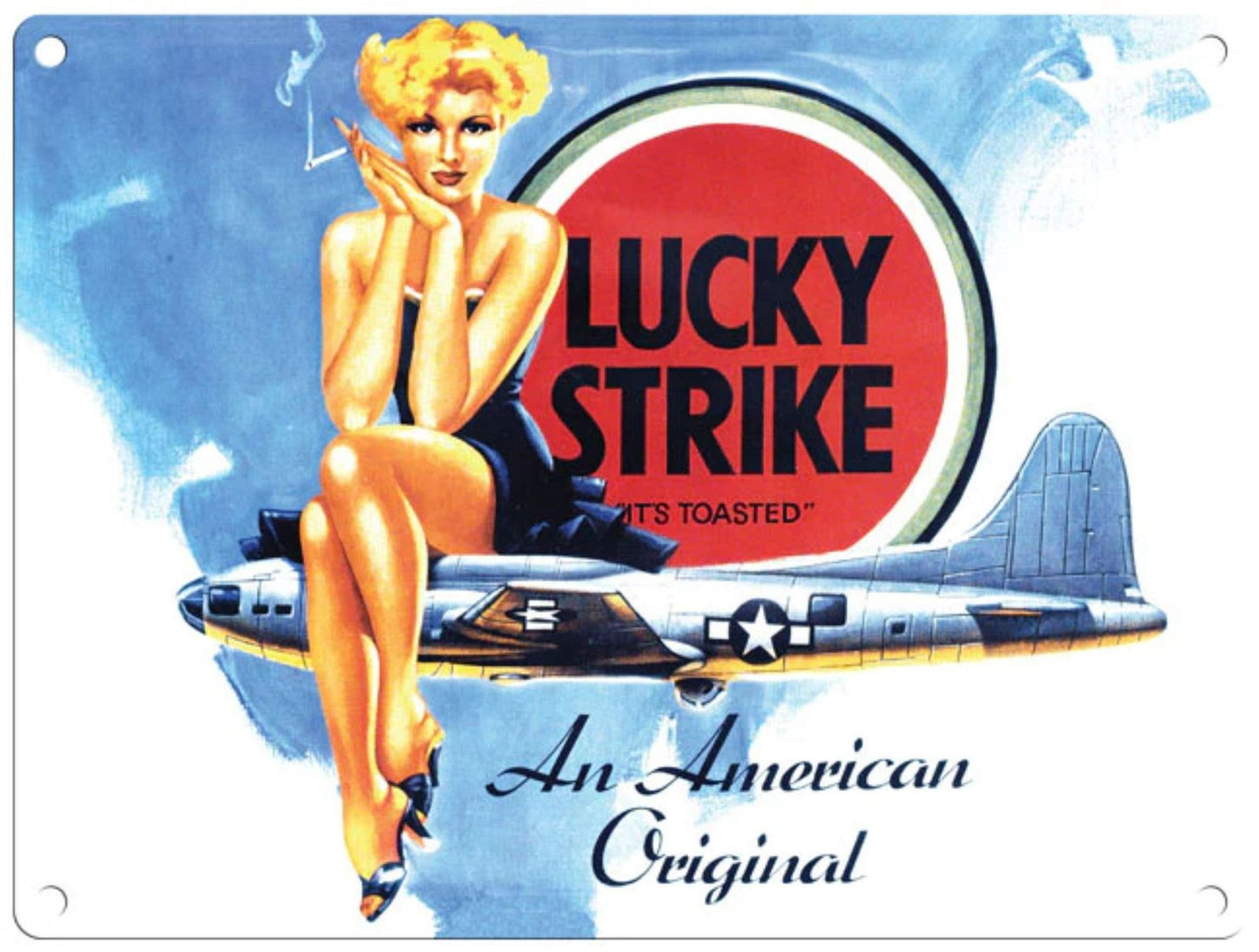 Small Metal Sign 45 x 37.5cm Vintage Retro Lucky Strike Cigarettes