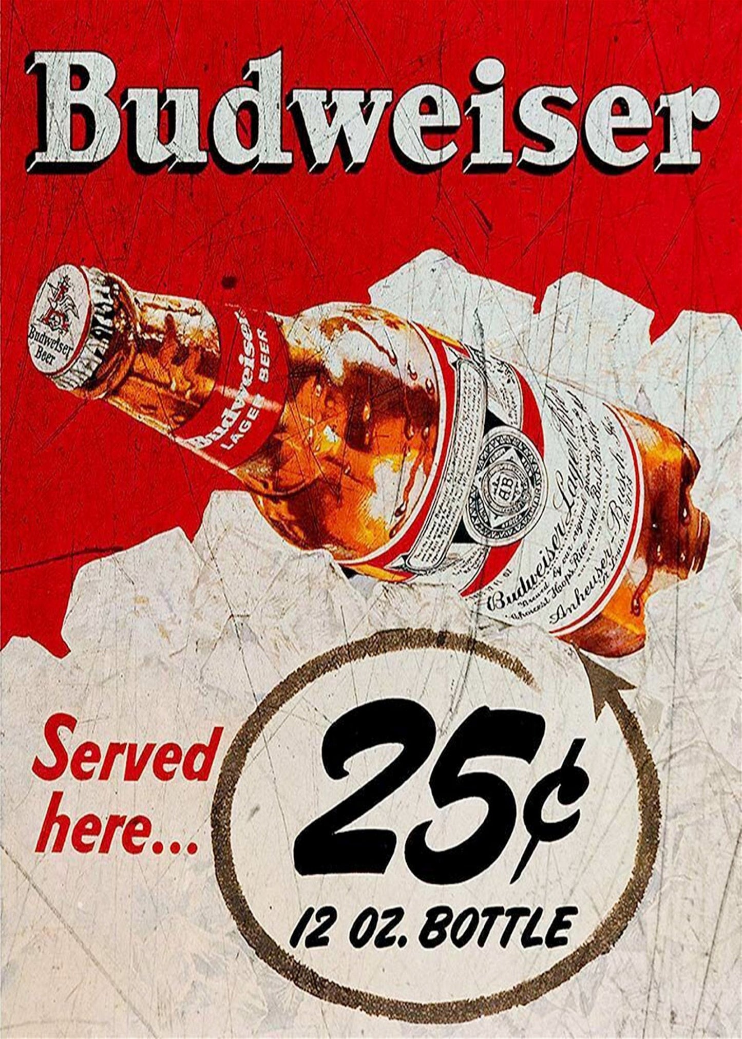 Large Metal Sign 60 x 49.5cm Budweiser Beer