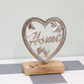 Metal Silver Heart Home On A Wooden Base Large