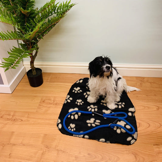 Black Paw Print Fleece Throw 60cm