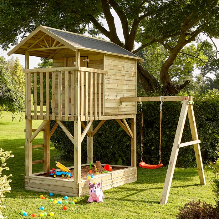 Rowlinson Beach Hut Playhouse with Swing