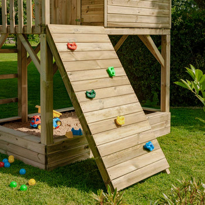 Rowlinson Beach Hut Playhouse with Climbing Wall
