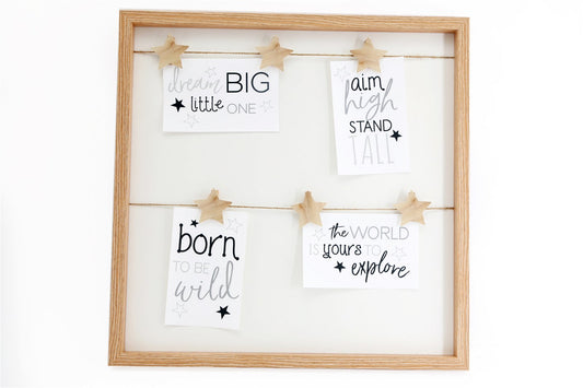 Square Photo Frame With Star Pegs For Six Photographs