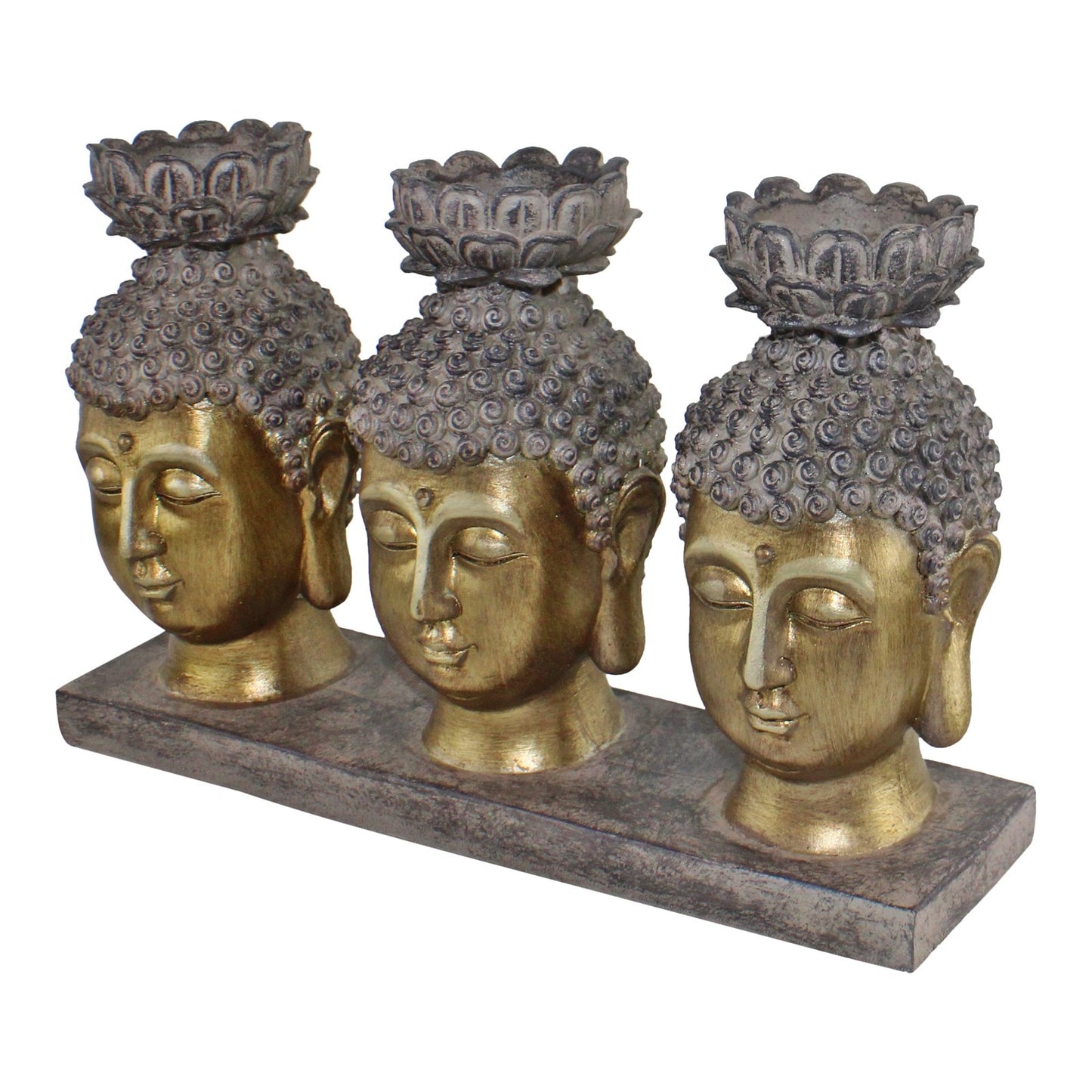 Triple Candle Holder, Buddha Design