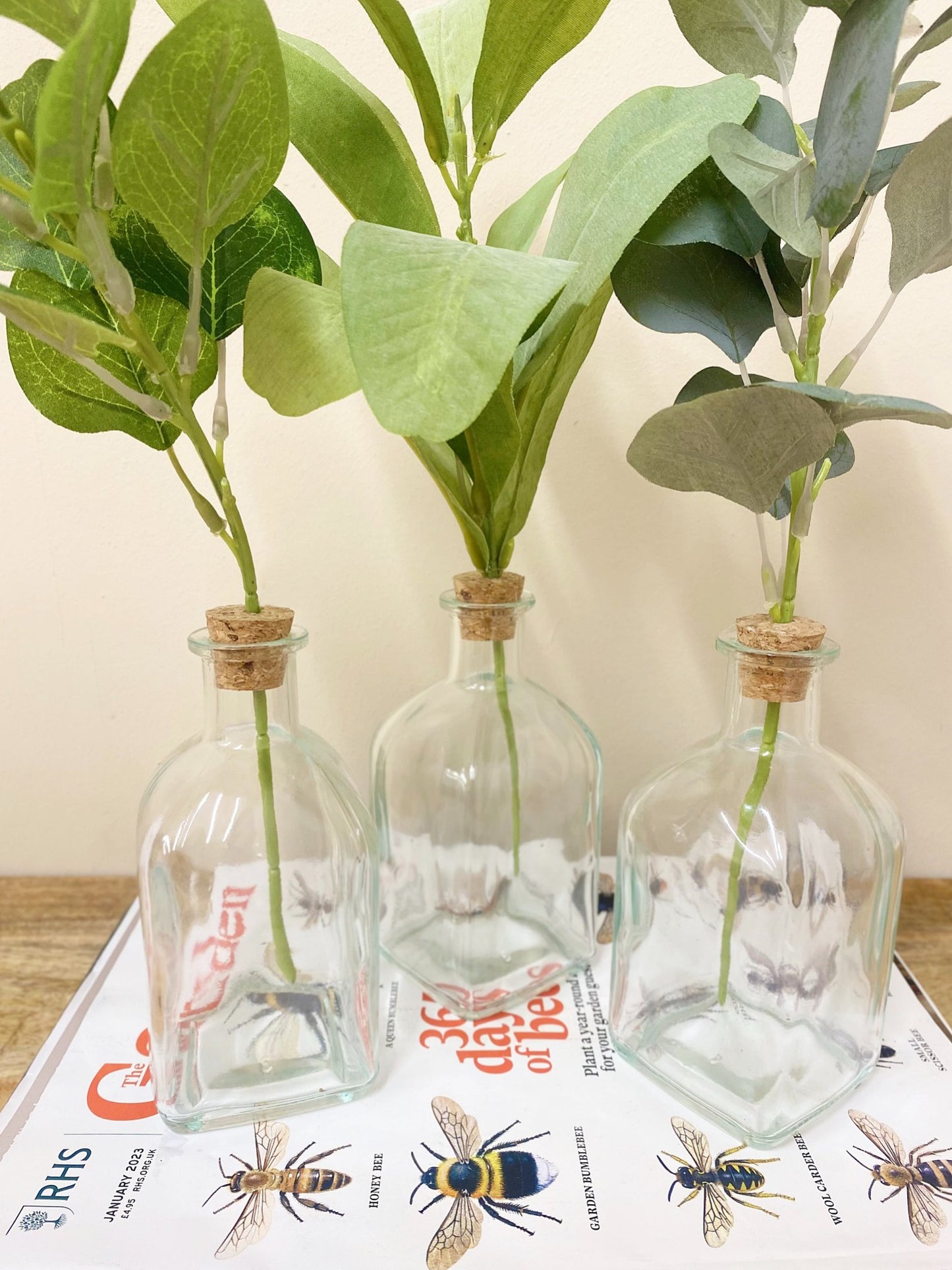 Set of Three Artificial Leaf In Vase