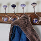 6 Double Ceramic Blue & White Coat Hooks On Wooden Base