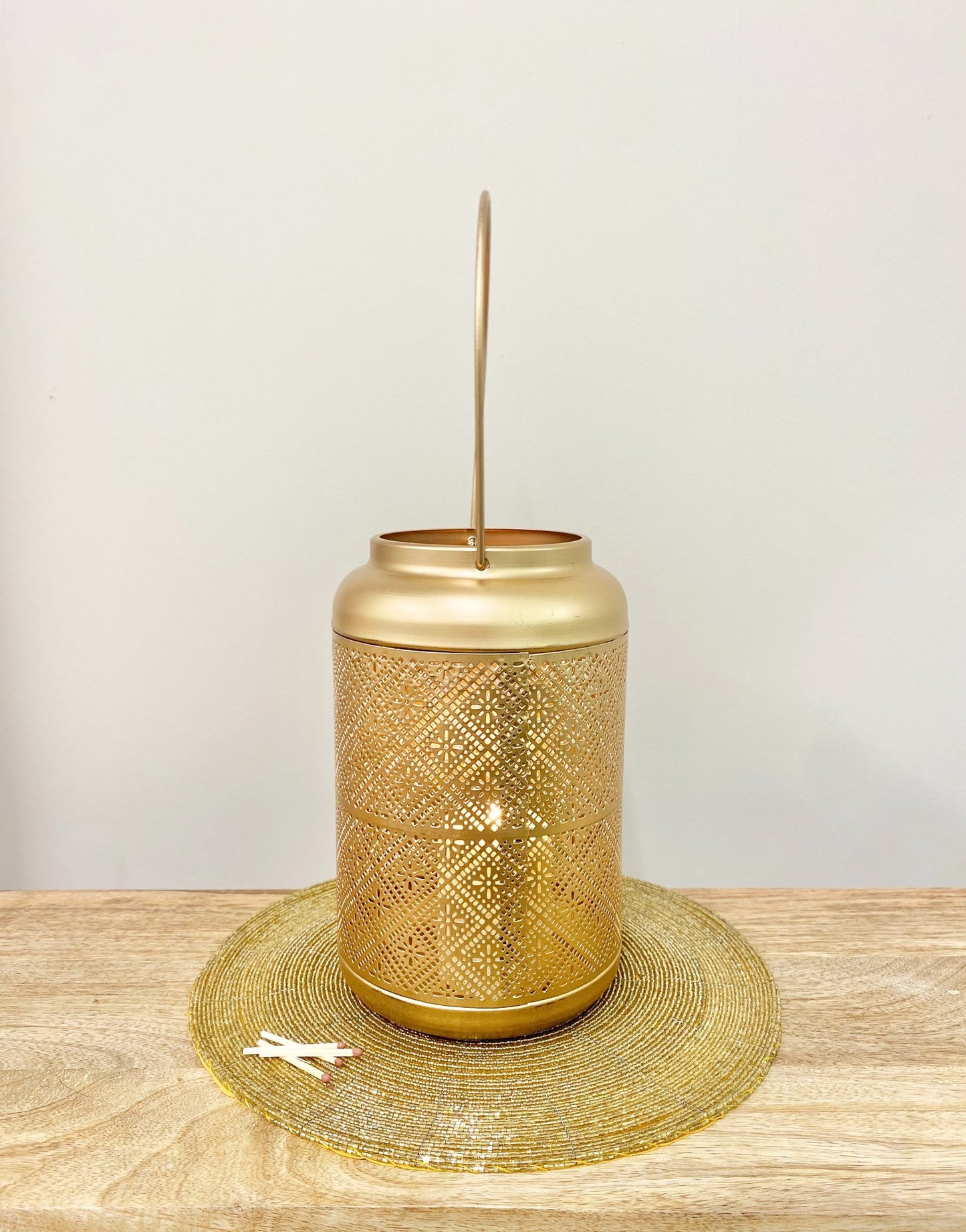 Large Copper Cut Out Design Lantern 41cm