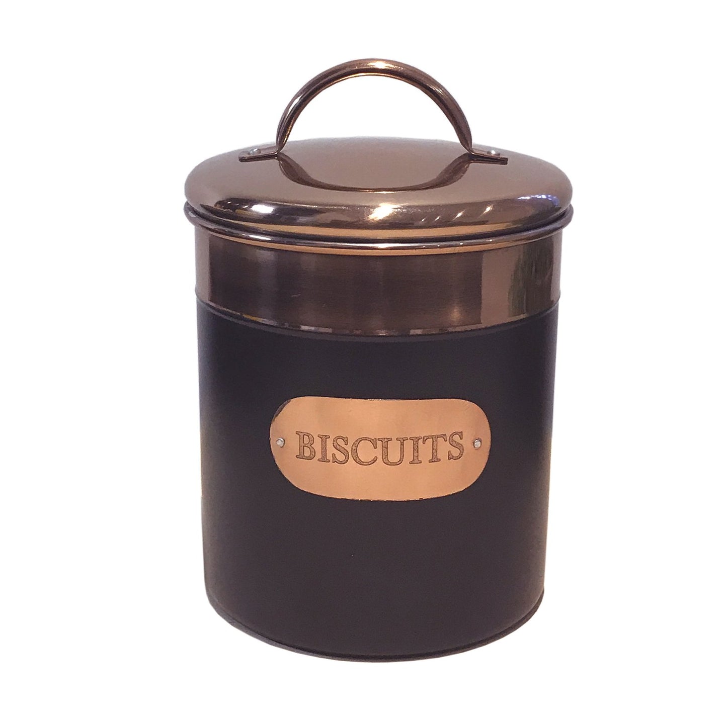 Black And Copper Biscuit Tin