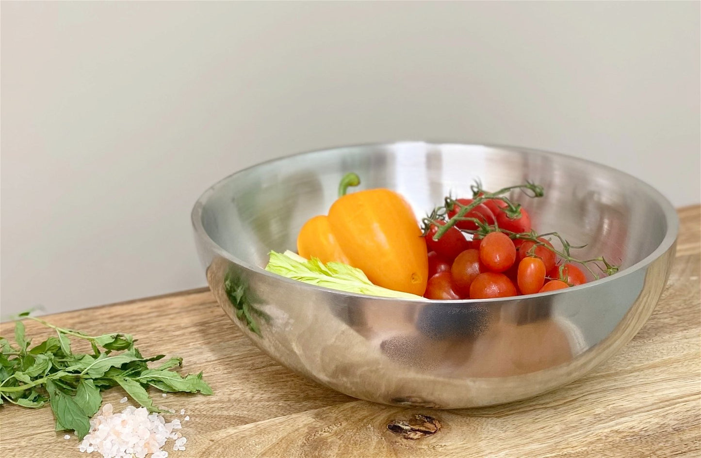 Stainless Steel Shallow Double Walled Bowl 30cm