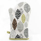 Kitchen Oven Glove With Contemporary Green Leaf Print Design