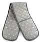 Kitchen Double Oven Glove With A Grey Heart Print Design