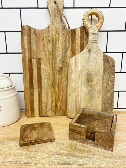 Set Of Four Wooden Engraved Salmon Coasters