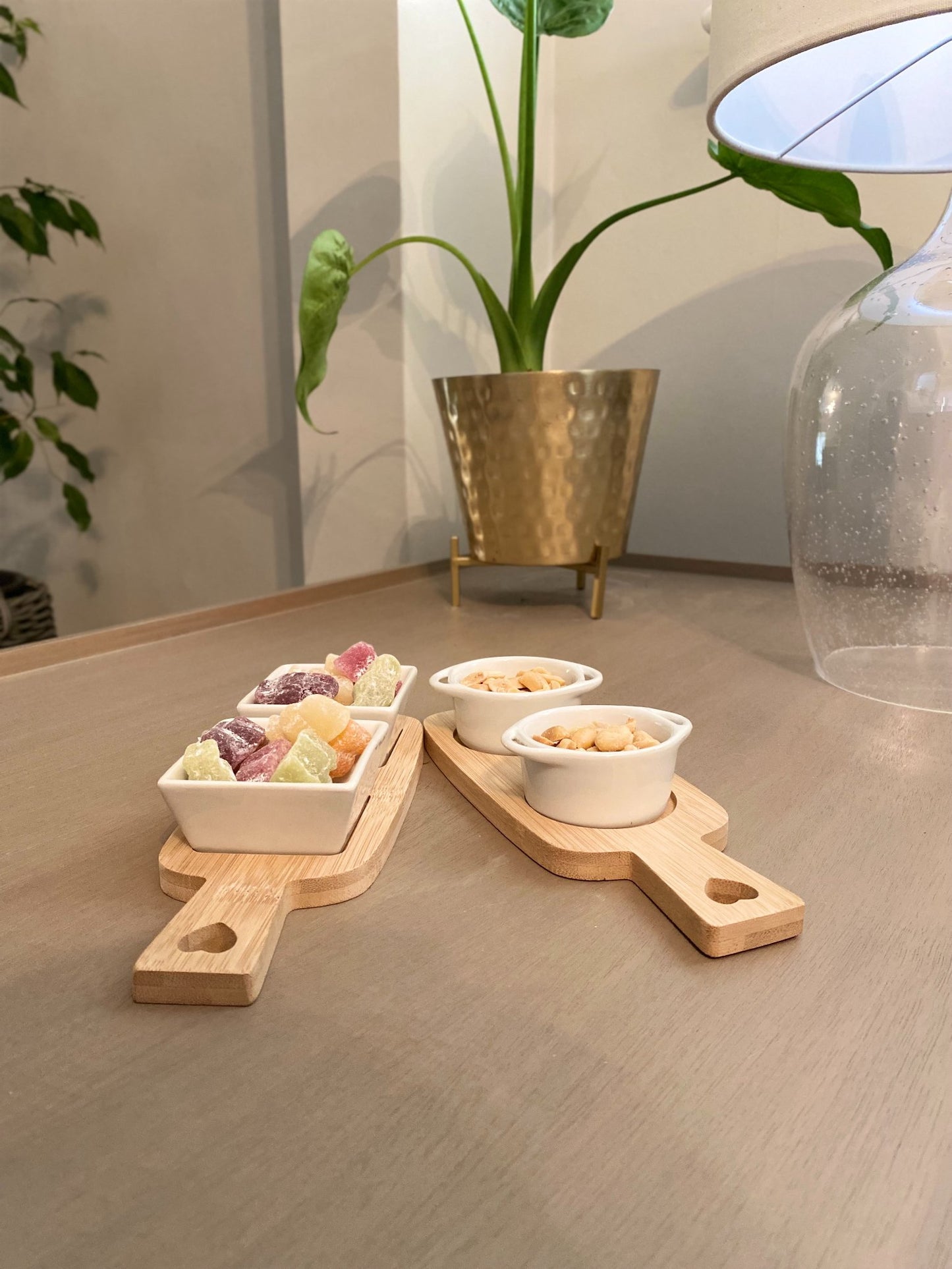 Dip Dishes On Bamboo Tray