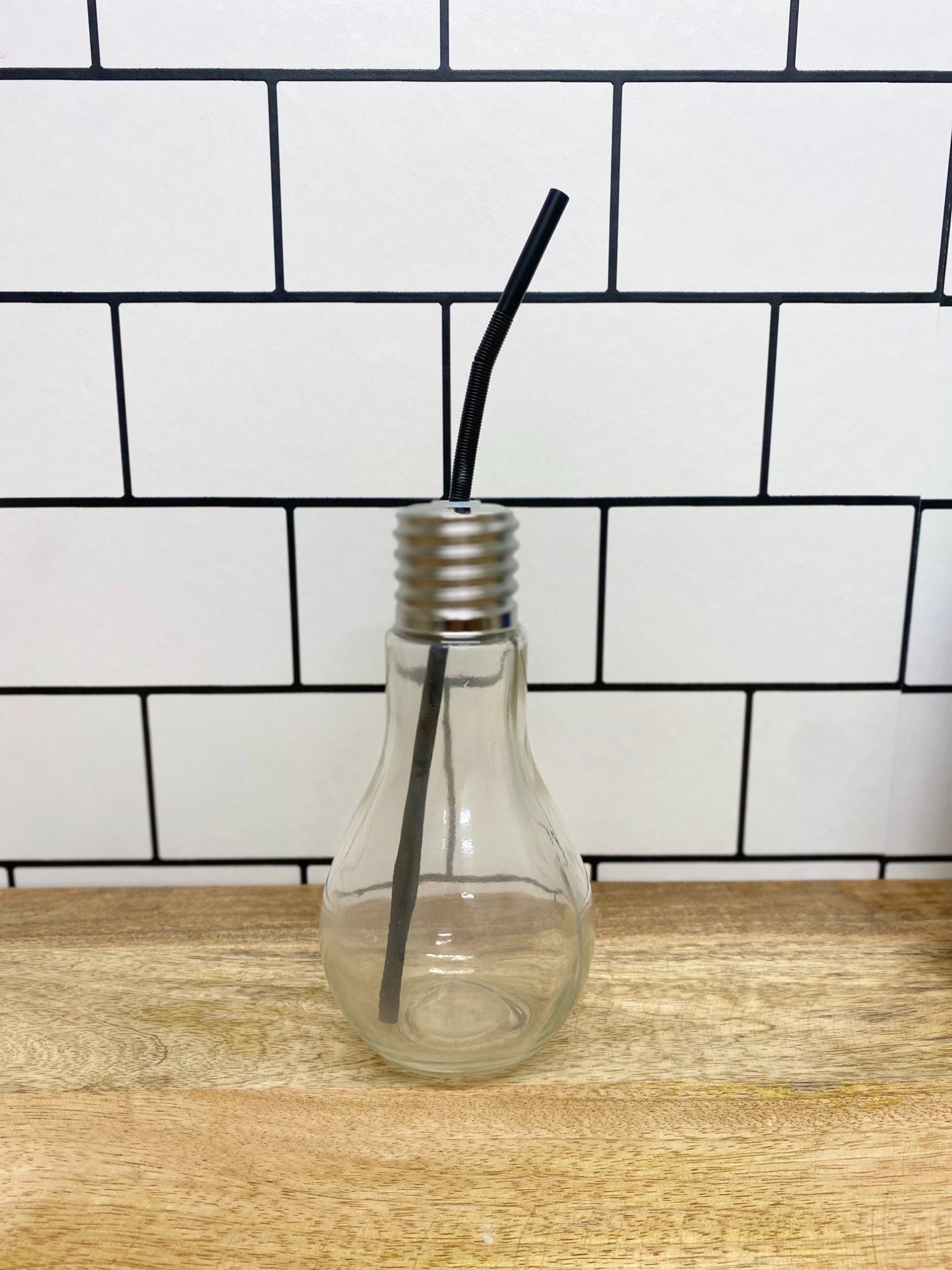 Light Bulb Drinking Jar with Straw