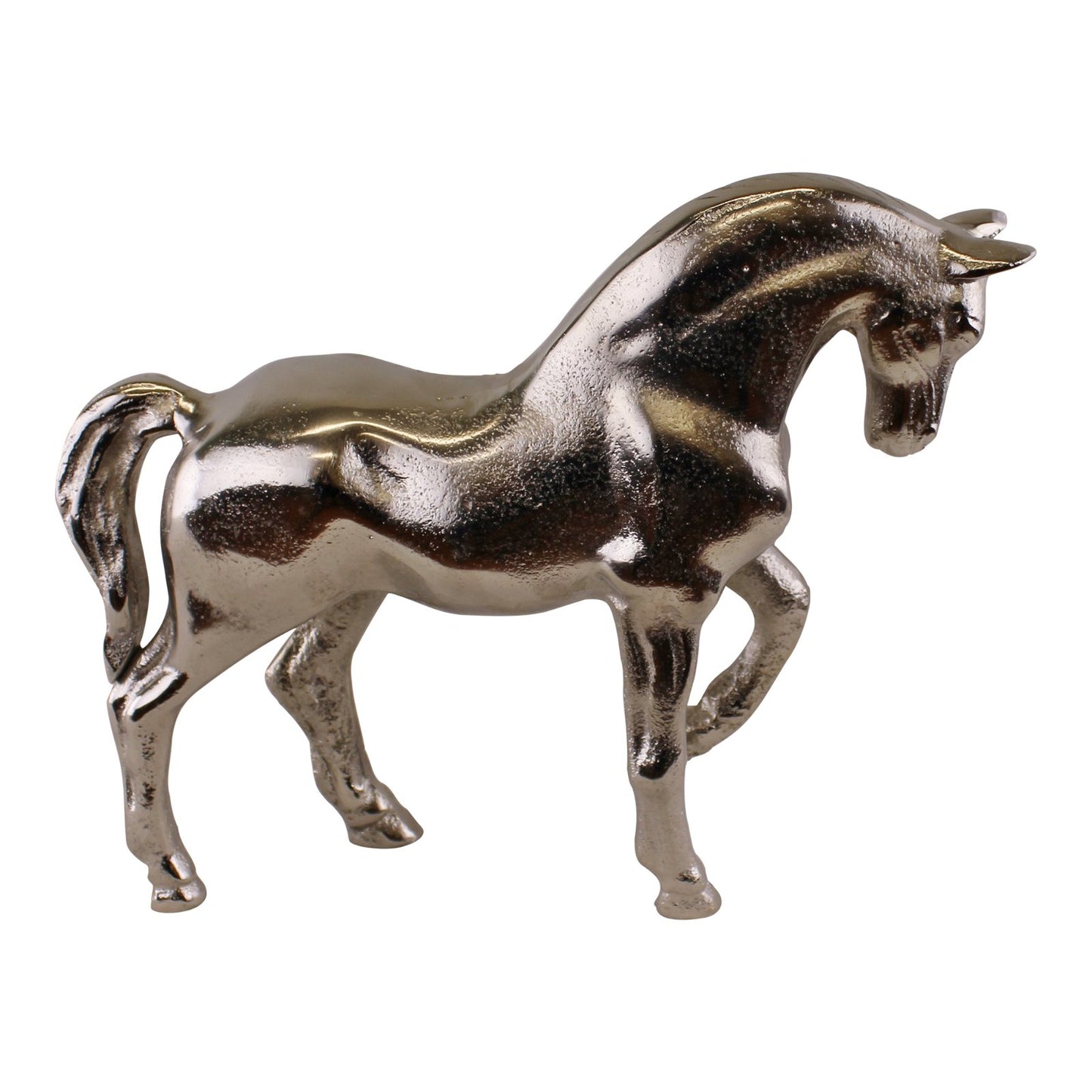 Silver Metal Horse Ornament, 23cm Tall