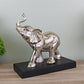 Ornamental Silver Metal Elephant on Plinth