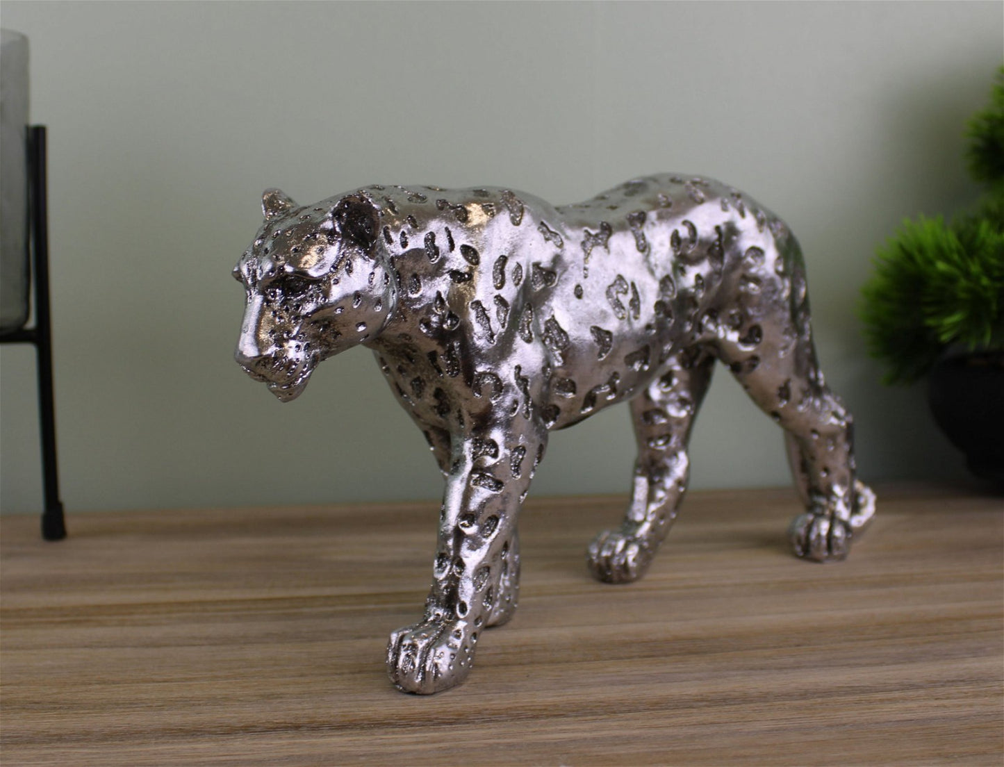 Silver Leopard Ornament Small