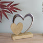Large Double Heart On Wooden Base Ornament