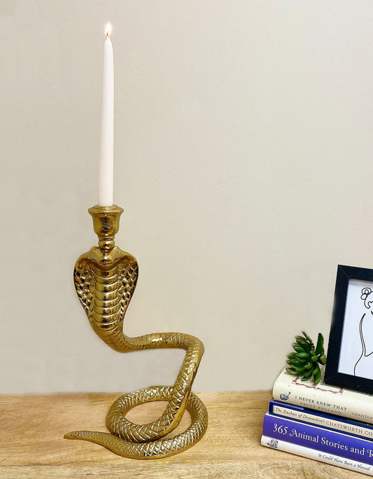 Large Gold Snake Candle Holder