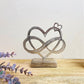 Metal Silver Entwined Hearts On A Wooden Base Small
