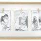 White Natural Wood Triple Peg Frame