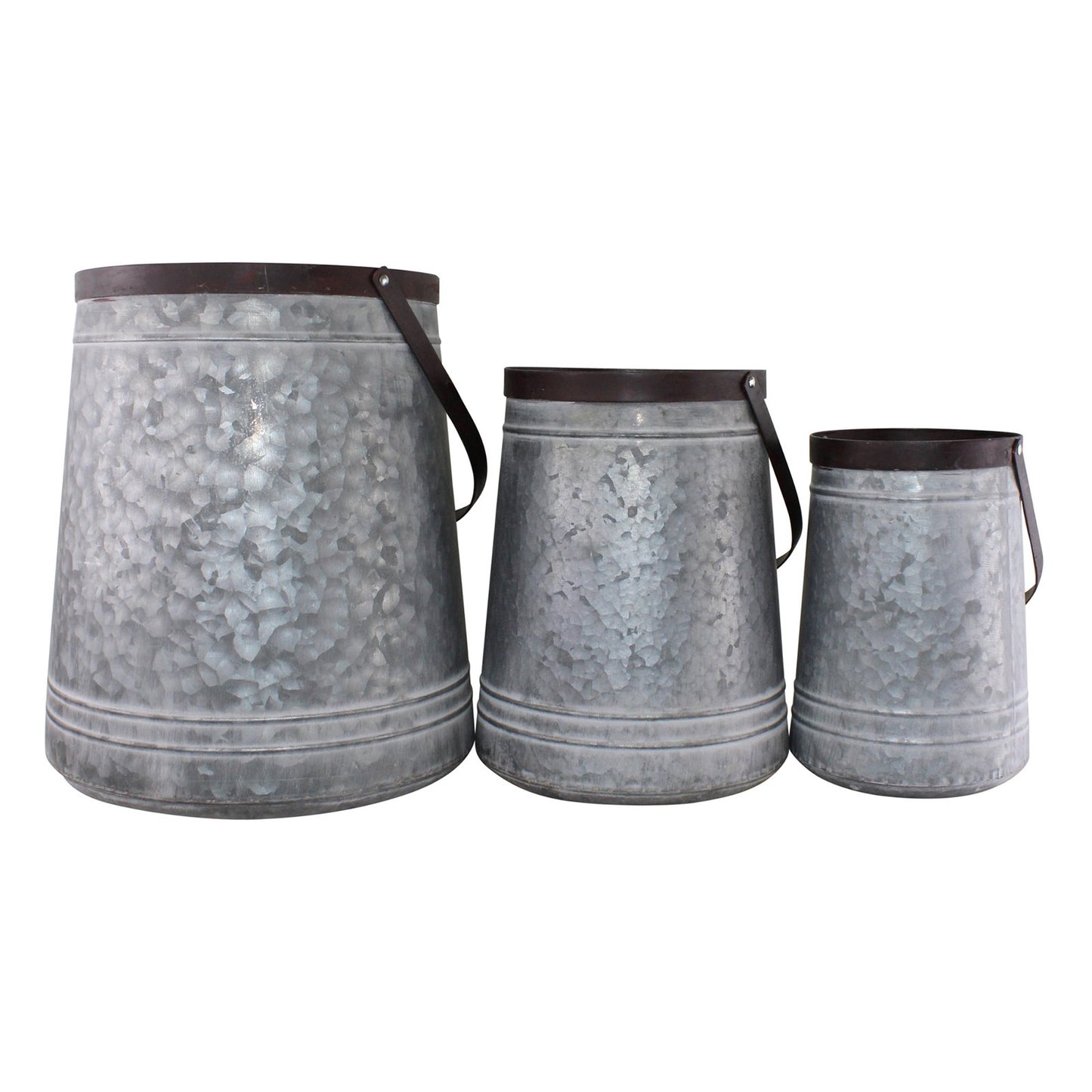 Set of 3 Bucket Style Metal Planters