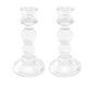 Pair of Glass Taper Candle Holders Clear