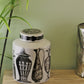 Small Round Grecian Style Porcelain Jar, Grecian Figures