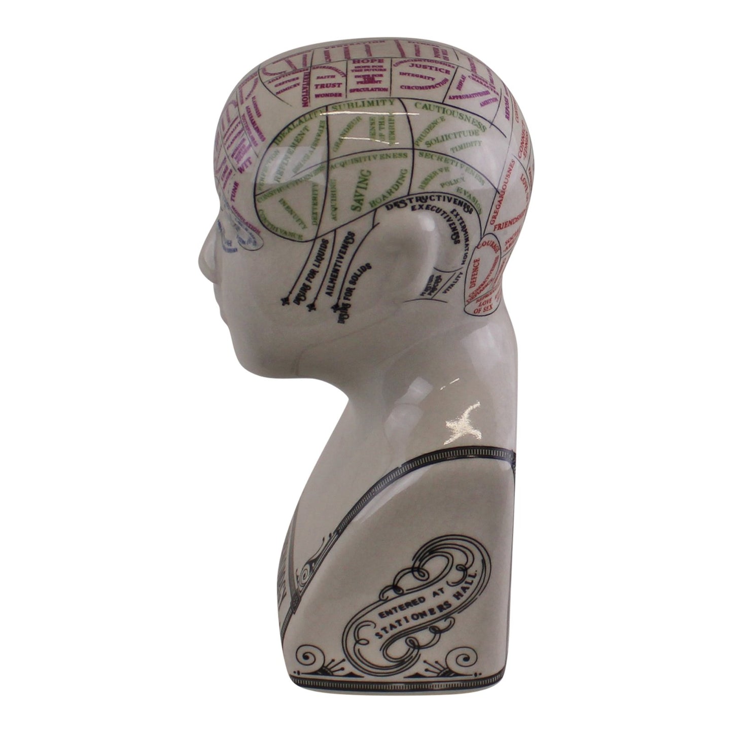 Small Ceramic Crackle Phrenology Head