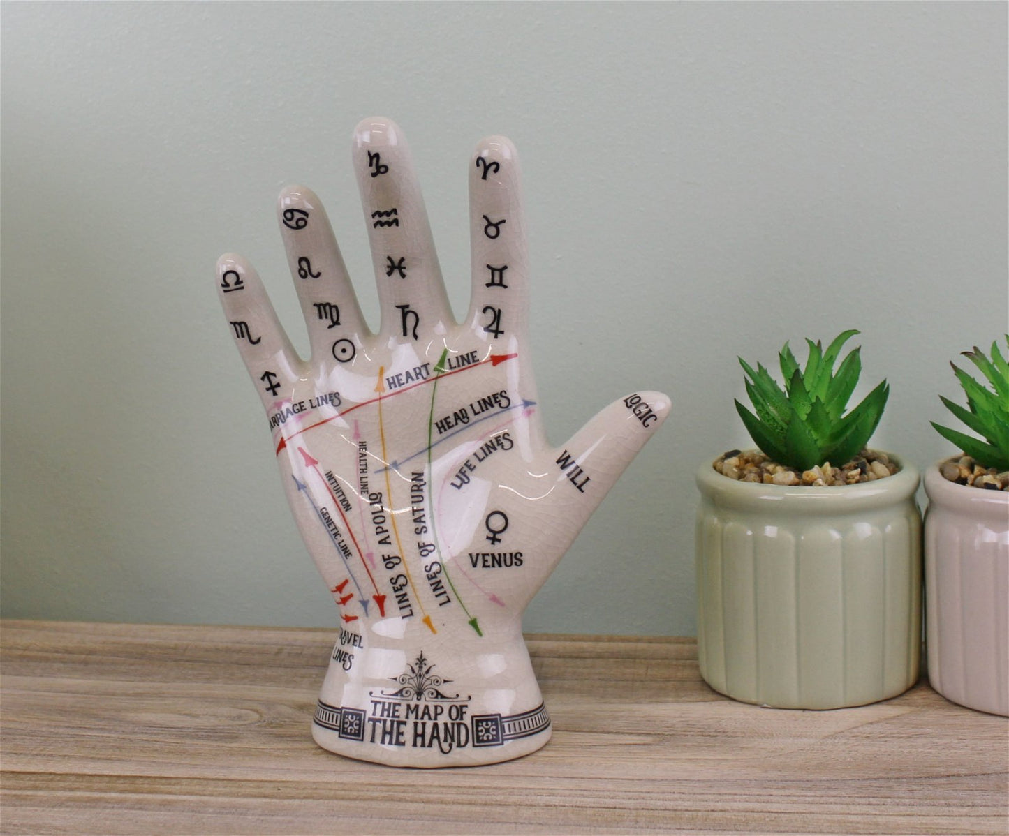 Ceramic Crackle Phrenology Hand
