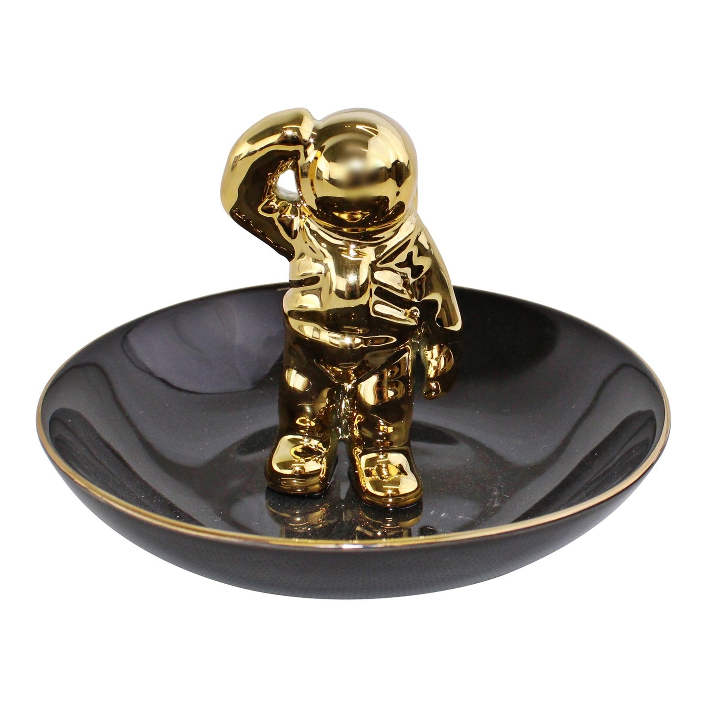 Black & Gold Ceramic Spaceman Trinket Dish