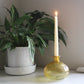 Yellow Ribbed Glass Candle Holder