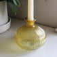 Yellow Ribbed Glass Candle Holder