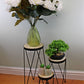 Set of 3 Black Metal and Wood Effect Plant Stands