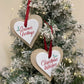 Set Of 2 Double Wooden Hanging Heart Decoration 12cm