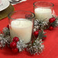 White Set Of 2 Candle Pots With Wreath