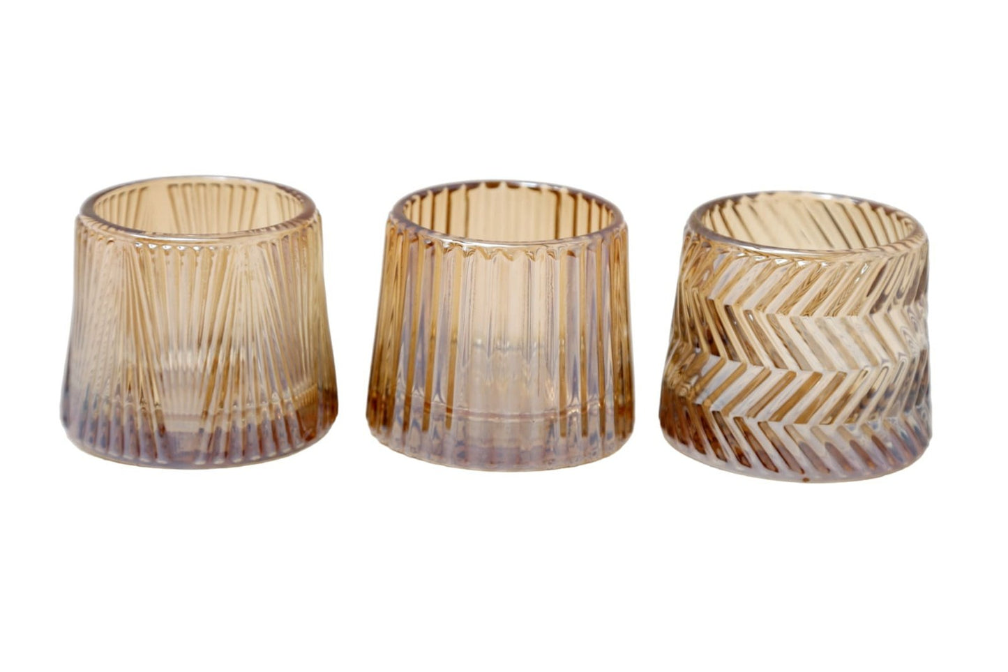 Trio of Glass Tealight Holders Bronze