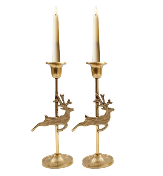 Gold Deer Candle Stick Holder