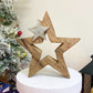 Wood & Silver Metal Star Decoration 20cm