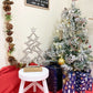 Silver Christmas Tree & Stars On Wooden Base