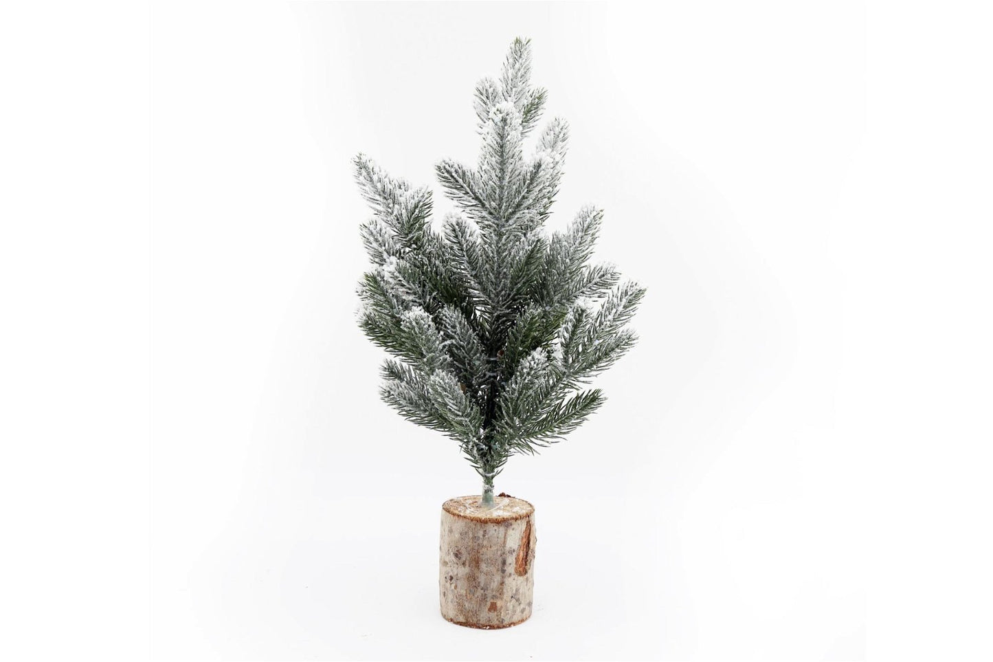 Small Frosted Christmas Tree In Log 43cm