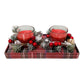 Red Set Of 2 Candle Pots With Wreath