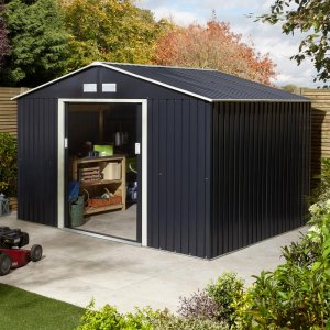 Rowlinson Trentvale Metal Apex Shed 10'x8' - Dark Grey