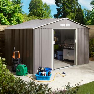 Rowlinson Trentvale Metal Apex Shed 10'x8' - Light Grey